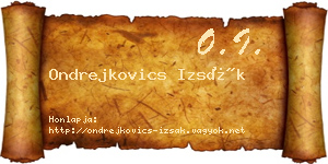 Ondrejkovics Izsák névjegykártya